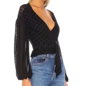 Tularosa Black Polka Dot Wrap Top